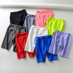 SHINBENE Neon Color Training Sport Long Shorts Women Stretchy High Waist Fitness Yoga Shorts Nylon Plain Workout Running Short