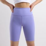 SHINBENE Neon Color Training Sport Long Shorts Women Stretchy High Waist Fitness Yoga Shorts Nylon Plain Workout Running Short