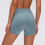 SHINBENE Anti-sweat Plain Sport Athletic Shorts Women High Waisted Soft Cotton Feel Fitness Yoga Shorts with Two Side Pocket