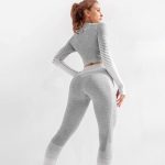 Women Vital Seamless Yoga Set Gym Clothing Fitness Leggings+Cropped Shirts Sport Suit Women Long Sleeve Tracksuit Active Wear